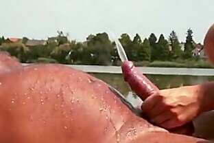 Dolly Diore has a golden shower with an old man by the lake 19 min