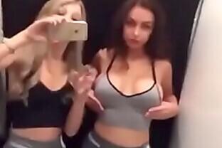 Two Beautiful Blondes Self Taken Video In Dressing Room Scandal Leaked 2 min