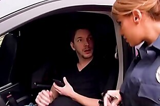 Latina officer caught on a guy jerking off in his car! - Mercedes Carrera 6 min