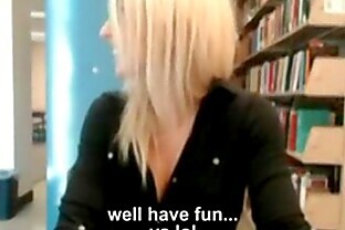 Sexy hot blonde gets caught masturbating in public library 4 min