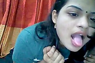 Hot Indian desi girl gives a blowjob and cries for it -  7 min