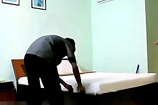 indian bhabhi in blue lingerie teasing young room service boy