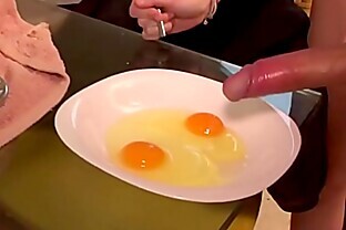 Ainara loves eating cum omelettes for breakfast