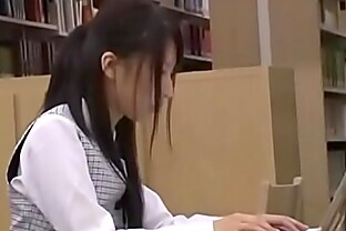Japanese student f. orgasm and sex in library