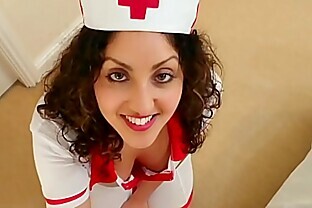 British Nurse collects patient sperm sample but ends up swallowing it deepthroat POV Indian