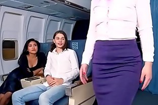 Flight attendant Nikki fucks passenger