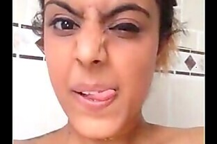 Indian chick showing her tits and pussy