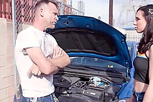 Trickery - Brunette Teen Pays Mechanic With Her Pussy
