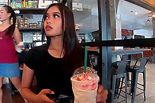 Starbucks coffee date with gorgeous big ass Asian teen girlfriend