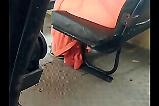 Small tits in Mini skirt Striptease at bus