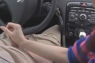 Handjob in Car on the Supermarket Parking Place