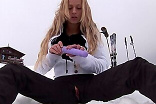 Eroberlin russian Anna Safina sexy ski pussy open public outdoor blond long hair 15 min