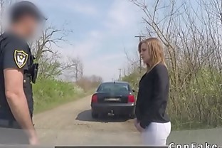Babe with outdated licence fucks fake cop