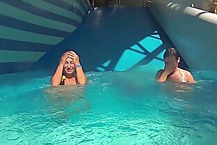 Mea Melone & Wendy Moon having fun in pool 5 min