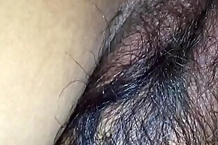 Hairy wife in black bra & tight asshole enjoying doggy style with husband friend 3 min