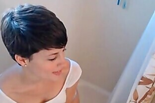 dirty short hair girl in the shower show on webcam -  8 min