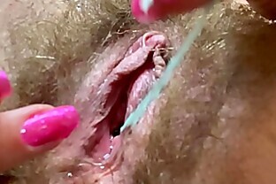 i came twice during my p. ! close up hairy pussy big clit t. dripping wet orgasm 20 min