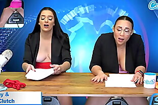 Camsoda - Lesbian MILF and Teen ride Sybian masturbate on air while reading the news 10 min