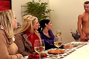Cfnm Ahryan Astyn and pals share a cock 8 min