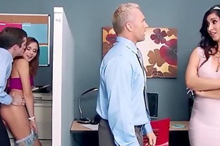 Office mom pussylicked and railed in trio