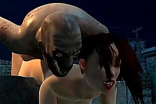 Sexy 3D Babe Fucked in a Graveyard by a Zombie 5 min