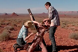 Deviant couple torment babe in desert 5 min